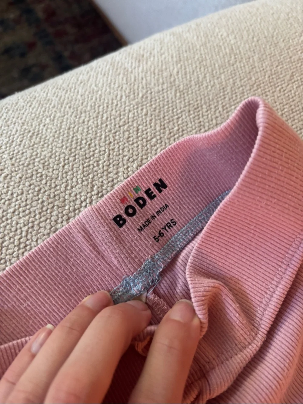 Mini Boden 5-6Y Ribbed Flare Leggings in Pink and Purple